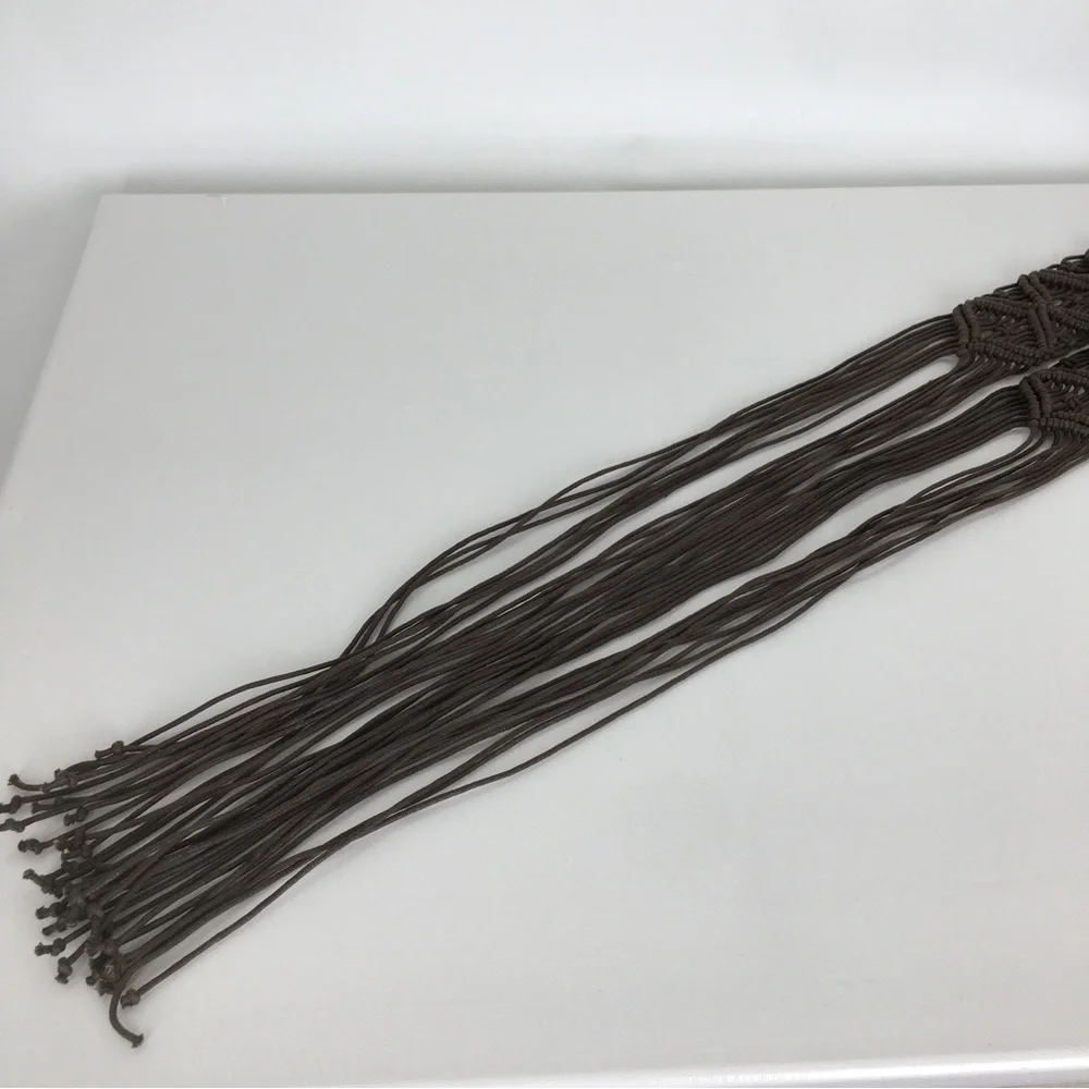 Women’s Boho Macrame Woven Fringe Statement Belt Tie Front Brown Coastal Cowgirl